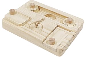 RANUW Jouet d'interaction pour lapin - Jeu de puzzle pour petits animaux de compagnie - Planche d'entraînement pour friandises en bois