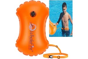WholeFire 20L Swim Buoy Waterproof Inflatable Dry Bag Swim Safety Float for Water Sports, Open Water Swimmers, Triathletes, Kayakers and Snorkelers