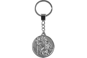 SUMEX Porte Clé Saint Christophe Rond, Argent, 35x3.5 mm