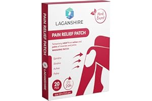 LAGANSHIRE Pain Relief Patches - Heat Treatment Pain Relief Patch Pains - Joint Knee Muscular Support - Herbal Formula Adhesive - Ergonomically Designed Pain Patches - Back, Knee, Shoulder, Period Pain (20 PACK)