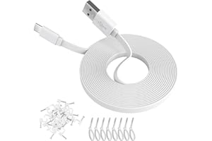 ANLINK Câble d'extension d'alimentation plat de 5 m pour caméras de sécurité à domicile compatibles USB-C ou autres appareils (téléphone, manette Switch Pro, etc.), rallonge USB A vers type C pour