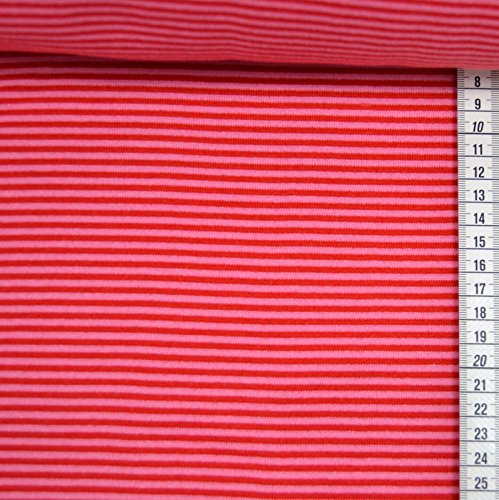 Ringel-Bündchen-Stoff „Emma“ sehr hochwertig / große Farbauswahl / Meterware ab 50cm (05. Rot rosa) - 2