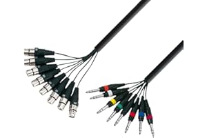 AH CABLES Adam Hall 3 Star Series wielożyłowy kabel instrumentalny (8 x kabel XLR żeński na 8 x 6,3 mm wtyk jack, długość: 3 m)