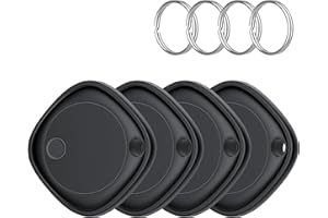 AJBLG Smart Tag Tracker 4 Pack, Buscador de Objetos Bluetooth Funciona con Buscar Apple (Sólo iOS, Android no Compatible), Rastreo Mundial, Rastreador para Llaves/Equipaje/Cartera, Batería Reemplazable
