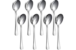 Serving Spoons Pack of 8, Kyraton Large Serving Spoons for Buffet, Stainless Steel Sering Utensils Set for Parties, Gift for Wife, Mother, Chrismas