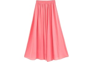 GOTHDEN Golden Service Femme Jupe Boheme Tour de Taille Elastique Casual en Chiffon Dress Plage Mariage Grande