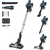 INSE N5S Akku Staubsauger 20KPa, 6-in-1 Staubsauger Kabellos Beutellos, bis zu 45 Min Laufzeit, 1,2 l große Staubbehälter, He