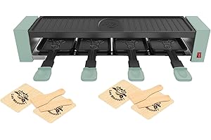 LITTLE BALANCE 8943 Raclette 4 Meuuuh...!, Appareil à raclette, Jusqu'4 personnes, Grill amovible, 4 spatules + 4 planchettes Meuuuh, Sans PFAS, Antiadhésif, 800W, Sapin