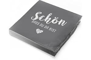 ‎ITENGA itenga Servietten Schön dass du da bist 30 x 30cm 3-lagig 20 Stück für Kommunion Konfirmation Hochzeit Taufe und andere Feiern (grau)