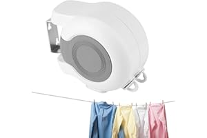 LAM-LORD Retractable Washing Line, Wall Mounted Heavy Duty Double Clothes Line Extendable Pull Out Long Clotheslines Reel Strong Laundry Clothing Drying Lines for Indoor & Outdoor Use 2 x 13M