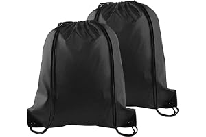 Portable String Drawstring Backpack Sack Gym Tote Bag, Black, Unisex