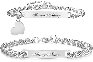 GAMTIC Matching Bracelets for Couples - Promise Bracelets for Him and Her Stainless Steel Couples Bracelets Valentine's Day Anniversary Birthday Gift for Boyfriend Girlfriend