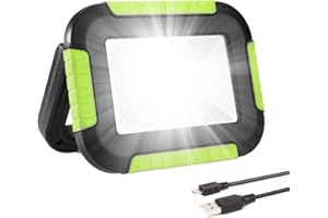 Lighting EVER LE Projecteur LED Portable 10W 1000LM, Projecteur LED Rechargeable, 3 Modes Luminosité, Résistant pour Camping, Bricolage, Chantier etc, Blanc Froid