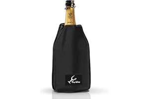 CABLE TECHNOLOGIES Borsa Termica per Bottiglie di Vino o Champagne, Refrigeratore Vino, Raffredda Bottiglie di Vino da Tavolo, Ghiaccio per Bottiglie, Tessuto idrorepellente ed elastico (Black)