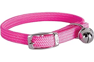 DOOGY FASHION - Collier nylon simple chromé chat rose