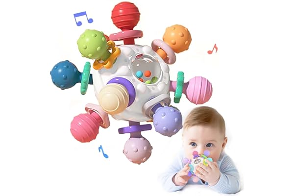 Jouet Dentition Bebe Balle Pour Naissance 0-3 Mois, Sensorielle Jeux d’Eveil Hochet Bébé de développement, Educatif Cadeau Enfant Garçon et Fille 3 6 9 12 mois 1 an