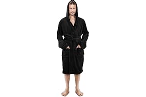 NY Threads Luxury Men’s Hooded Dressing Gown Super Soft Men’s Fleece Robe Cozy Hooded Plush Loungewear