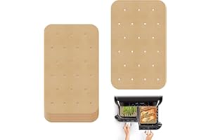 BEIIEB Lot de 120 feuilles de doublures en papier sulfurisé pour friteuse à air, papier sulfurisé perforé, papier à huile de cuisson, revêtement anti-adhésif pour friteuse à air, four (14 x 20,3 cm)