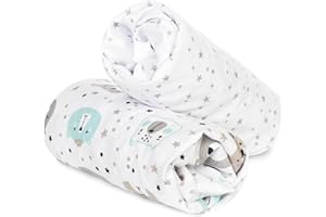 FlyIdeas Draps Housse Cododo 50x83 cm, Lot 2 Pcs 100% Coton - 2 Drap Housses Protégé Matelas Compatible avec Berceau Cododo et Matelas Bebe 50x80, 50x83, 50x85, 40x80, 45x80, 50x85 et similaires