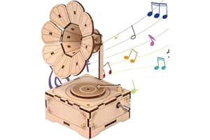 Qanye Carillon Legno a Manovella, Carillon in Legno, Carillon per Grammofono, Carillon Antichi in Legno Intagliato, per Regalo di Compleanno, Carillon, Accessorio per la Casa