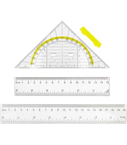 APOMOONS Geometrie-Set 3-teilig - 2 Geodreiecke Mit Griff + 15cm Lineal