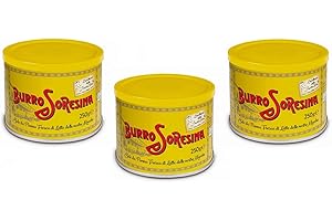ITALIAN GOURMET E.R. 3 botes de mantequilla Latteria Soresina Burro, que solo se produce con crema de leche fresca, lata de excelencia italiana con 250 g