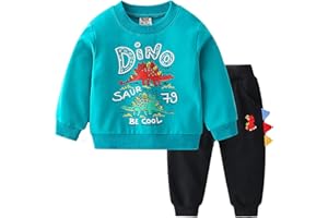 NautySaurs Kinder-Trainingsanzüge für Jungen, Sweatshirts und Hosen, Set mit niedlichen langärmeligen Oberteilen, Dinosaurier-Pullover und Jogginghose