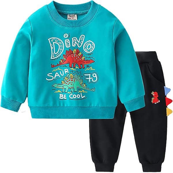 Trainingsanzug Jungen Kinder Set Mit Dinosaurier Print – Warmer Jogginganzug Kapuzenpullover & Hose, Lässiges Sport- Und Spieloutfit