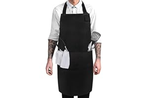 Boyigog Cooking Aprons for Men with Pockets, Funny Cooking Adjustable Aprons, Cooking Gifts for Men Father Friends, Home Kitchen, Birthday Party, BBQ Grilling, Outdoor Cooking Apron