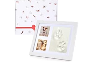 DORAKITTEN 2 in 1 Pet Paw Print Keepsake Kit, DIY Clay Paw Print Keepsake & Photo Frame for Dogs or Cats, Pet Memorial Paw Print Picture Frame, Personalized Pet Memorial Gifts, Memorial Clay Imprint Kit