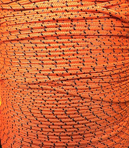Braid on Braid Polyester Marine Boat Yacht Dingy Rope Rigging Halyard Sheet Line 6mm / 5mt-100mt (Black Fleck on Orange, 25mt)