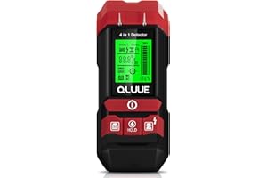 QLUUE Detector de línea 5 en 1 y medidor de humedad, detector de pin de escaneo de pared multifuncional, cable de madera/metal/CA con alerta audible, higrómetro de detección de humedad