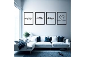 DIGIDU | Tableau 4 panneaux décoratifs pour mur, décoration de maison, tableaux de décoration de salon, décoration murale, 4 panneaux, Enjoy)