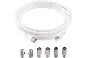 KUOQIY 2m 75 Ohm Câble Coaxial RG6, F Mâle vers F Mâle Haut Débit RG6 Câble D'antenne TV, avec 6 Pièces Coupleurs D'extension, pour décodeur, TV, Satellite, Routeur Numérique