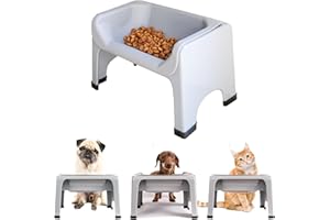 The Fluff Trough Elevated Dog and Cat Bowl Feeding System with Silicone Bowl for Small to Medium Pets - Vet Approved, Food Safe, Non-Toxic, Dishwasher Safe, Perfect for Flat-Faced Pets, Gray