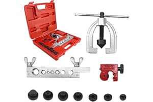 AVCXEC Bördelgerät Klimaanlage mit Rohrschneider Kupferrohr, 5-16 mm Bremsleitung Bördelgerät, 45 Grad Bördelwerkzeug Klima, Bördelgerät Bremsleitung für Doppelt und Einfach Bremsleitung