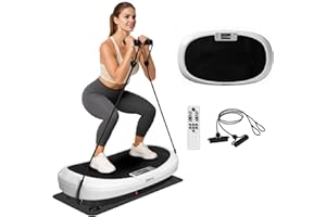 JOROTO JV50/JV60 Pedana Vibrante 4D per Casa, con 3 Motori, 10 Programmi & 120 Livelli, Altoparlante Bluetooth, Luci LED per Allenamento Completo del Corpo, Portata Massima di 158KG