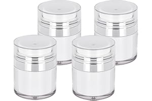 Luonaa 4 Stück Airless Pumpspender, 30ml Cremetiegel Vakuumflasche, Nachfüllbar Creme Pumpspender, Tragbarer Kosmetischer Behälter für Lotionen Cremes Reisen