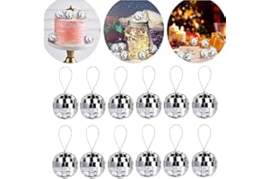 JchEnye 12er Pack Spiegel-Diskokugeln, 2cm Spiegelkugeln, kleine Silberne Discokugeln, Weihnachtsbaum-Hängedekoration, Discokugeln, Lichteffekte, Partydekoration, Themenpartys (2cm (12 Stück))