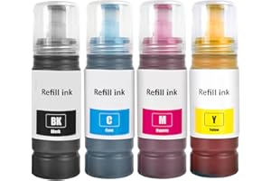 SHUOLEI Ink Compatible with Ink Cartridges Bottle Multipack for ET-1810 ET-2726 ET-2810 ET-2811 ET-2812 ET-2814 ET-2815 ET-2820 ET-2821 ET-2825 ET-2826 ET-4800 (4 Pack, BK/C/M/Y)