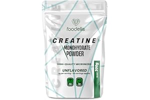 Foodelis Creatina Monoidrato Micronizzata in Polvere 300g – Senza Sapore – 100% Creatina Pura – Senza Additivi – Facile da Miscelare – Misurino Incluso