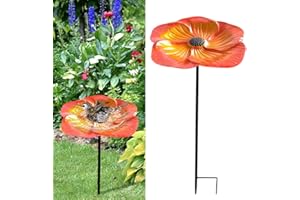 ZJILIXIA Vogeltränke Stehend Winterfest,Vogelfutterspender Vogeltränke Für Garten,Vogelbad Garten Balkon Balkongeländer Mit Ständer,Abnehmbar,Wassertränke Für Vögel,Frostsicher Vogeltränke (Goldbraun)