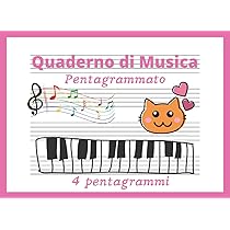 Quaderno Di Musica A5 Orizzontale - Pentagramma Grande, 4 Righi Per Pagina, Perfetto Per Bambini E Principianti - Foto 8
