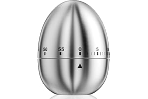 Rseuphiee Timer da Cucina, Contaminuti da Cucina in Acciaio inox, Allarme a Forma di Uovo, Cucina Breve Tempo Allarme, Timer da Cucina Meccanico, Fino a 60 Minuti Per in Ebollizione e Altro Ancora