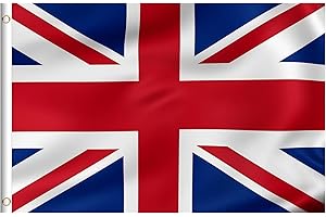 MOORLAN Union Jack Flag 5ft x 3ft, Large British UK Flag with Brass Eyelets, Durable Polyester for King Charles III Coronation, VJ-Day, Garden, Street Party, Pub or Outdoor Decorations