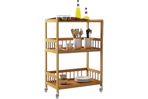 ‎SOGES soges Küchenwagen Servierwagen Aufbewahrungswagen Rackwagen aus Bambus mit Rollen,KS-ZC-05