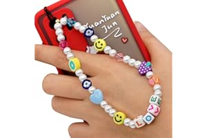 BAKERMICHE Böhmische Anti-Verlorene Handykette Handy Straps Vintage Neue Acryl Lächeln Stern Perlen Kette Bunte Perlen Strap Telefon Anhänger für Mobile mobile phone chain Handy Schmuck Hängen Chian für Frauen