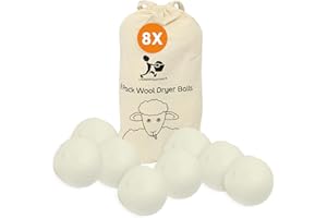 Laundryspecialist Zestaw 4 kulek do suszenia z naturalnej wełny, kulki wielokrotnego użytku, oszczędzające energię i zmiękczające tkaniny, rozmiar XL