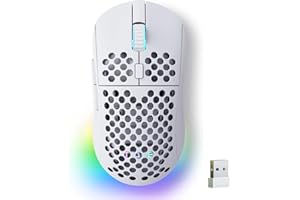 TMKB TECHNOLOGY MECHANICAL KEYBOARD TMKB Falcon M1 Kabellose Gaming Maus - 24000 DPI, 180h Akku, 90g Leichtbau, 6 programmierbare Tasten, RGB-Beleuchtung, 2.4G/BT5.2/USB-C für PC/Mac/Laptop,weiß