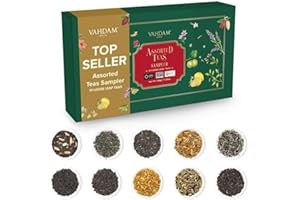 VAHDAM, Assorted Loose Leaf Tea Gift Set (10 Variety, 50 Servings) Christmas 2025 Gift Ideas for Women & Men | Herbal Tea, Green Tea, Chai Tea & Black Tea Sampler| Non-GMO, Gluten Free